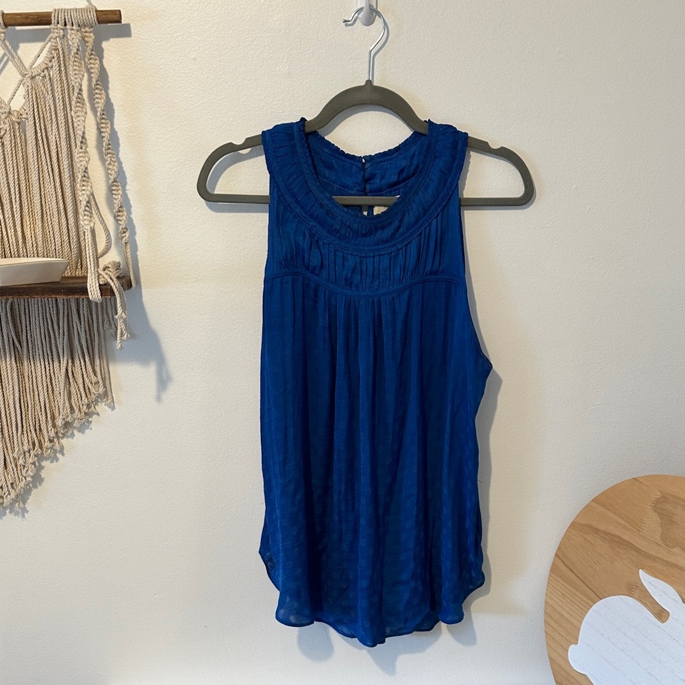 Anthropologie Royal Blue Polka Dot Tank Top